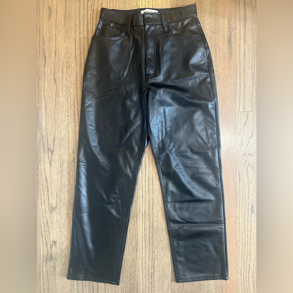 Abercrombie and Fitch Faux Leather Pants-The Ankle Straight Ultra High Rise-Sz 6